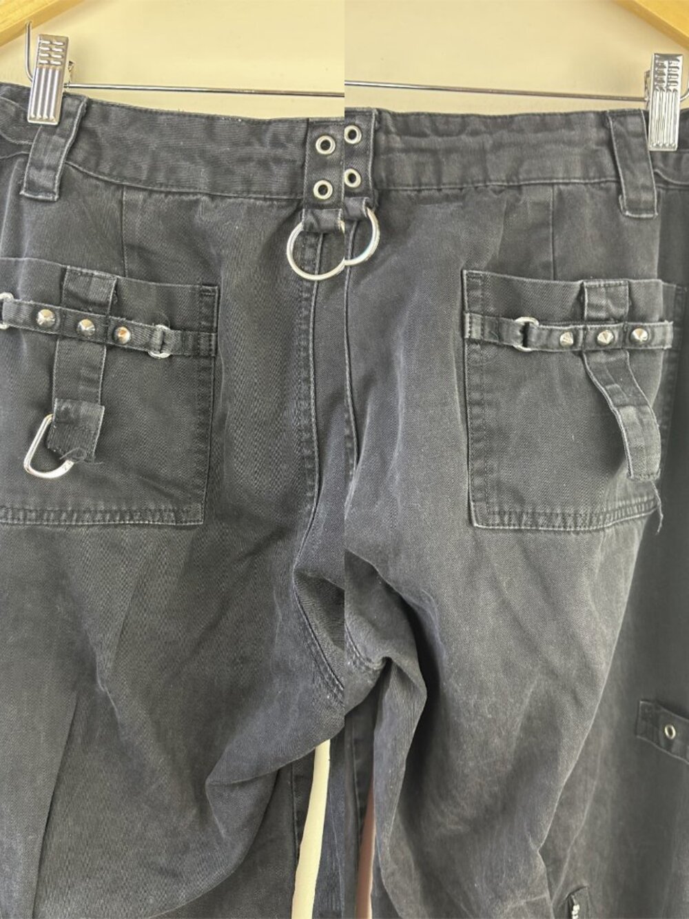 Tripp NYC Wide Leg Size 11 Jeans Black Goth Emo Punk Rave Chain Buckle 34" Waist - Picture 12 of 16